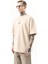 Erkek Just Hold Nakışlı Oversize T-Shirt Bej 3