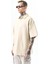Erkek Polo Yaka Oversize T-Shirt Bej 2