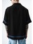 Erkek Pocket Nakışlı Oversize Keten Gömlek Siyah 3