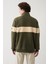 Erkek Haki Soğuğa Dayanıklı Yarım Fermuarlı Dik Yaka Parçalı Polar Sweatshirt A32y1298 4