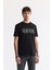 Erkek Siyah Bisiklet Yaka Hologram Baskılı İnterlok T-Shirt A51Y1092 1