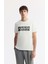 Erkek Ekru Bisiklet Yaka Hologram Baskılı İnterlok T-Shirt A51Y1092 1