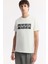 Erkek Ekru Bisiklet Yaka Hologram Baskılı İnterlok T-Shirt A51Y1092 7