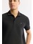 Erkek Siyah Düğmeli Polo Yaka Dokulu Jakarlı T-Shirt A51Y1121 2