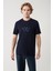 Erkek Lacivert Bisiklet Yaka Baskılı Soft Touch T-shirt A41y1037 1