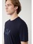 Erkek Lacivert Bisiklet Yaka Baskılı Soft Touch T-shirt A41y1037 2