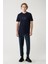Erkek Lacivert Bisiklet Yaka Baskılı Soft Touch T-shirt A41y1037 7