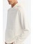 Erkek Ekru Kapüşonlu Baskılı Elastan Sweatshirt A42y1332 2