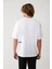 Erkek Beyaz %100 Pamuk Bisiklet Yaka Baskılı T-shirt A41y1038 4
