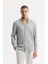 Erkek Gri Alttan Britli Yaka Kolay Ütülenir Jakarlı Comfort Fit Gömlek A51Y2043 1
