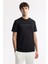 Erkek Siyah Bisiklet Yaka Enjeksiyon Baskılı İnterlok T-Shirt A51Y1001 6