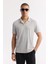 Erkek Gri Regular Fit Apaj Yaka Enine Çizgili Jakarlı T-shirt A51Y1145 5