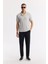 Erkek Gri Regular Fit Apaj Yaka Enine Çizgili Jakarlı T-shirt A51Y1145 6