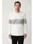 Erkek Ekru Bisiklet Yaka Pamuklu Çizgili Sweatshirt B001203 4