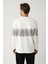 Erkek Ekru Bisiklet Yaka Pamuklu Çizgili Sweatshirt B001203 5