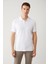Erkek Beyaz Kıvrılmaz Polo Yaka %100 Pamuk Basic Regular Fit T-Shirt B001032 3