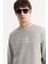 Erkek Gri Bisiklet Yaka Baskılı Bi Stretch Interlok Sweatshirt A51y1204 2