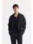 Erkek Siyah Oversize Fit Alttan Britli Yaka Modal Karışımlı Rahat Kesim Gömlek A51y2168 1