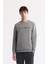 Erkek Gri Bisiklet Yaka Baskılı Bi Stretch Interlok Sweatshirt A51y1208 1