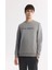Erkek Gri Bisiklet Yaka Baskılı Bi Stretch Interlok Sweatshirt A51y1208 5