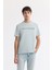 Erkek Gri Bisiklet Yaka Reflektörlü Bi-Stretch İnterlok Regular Fit T-Shirt A51Y1037 1