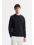 Erkek Siyah Bisiklet Yaka Baskılı Bi Stretch Interlok Sweatshirt A51y1208 1