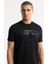 Erkek Siyah Bisiklet Yaka Baskılı Bi Stretch Interlok T-shirt A51y1044 1