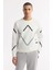 Erkek Ekru Bisiklet Yaka Baskılı Bi Stretch Interlok Sweatshirt A51y1226 6