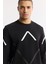 Erkek Siyah Bisiklet Yaka Baskılı Bi Stretch Interlok Sweatshirt A51y1226 3