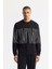 Erkek Siyah Bisiklet Yaka Baskılı Bi Stretch Interlok Sweatshirt A51y1227 1