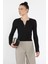 Kadın Yarım Fermuarlı Crop Body Bluz 2