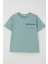 Erkek Çocuk Tişört Çift Cep Detaylı Kabartma Yazı Baskılı 6-12 Yaş, Su Yeşili 1