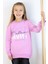 Kız Çocuk Sweatshirt Yaldızlı Yazı Baskılı 6-12 Yaş, Lila 1