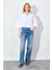 Kadın Beyaz Düşük Kol Çımalı Crop Poplin Gömlek 3