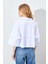 Kadın Beyaz Düşük Kol Çımalı Crop Poplin Gömlek 5