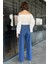 Kadın Bol Paça Yüksek Bel Jean Kot Pantolon P-00009070 3