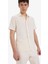 %100 Pamuk Regular Fit Polo Yaka Keten Görünümlü Yazlık Kısa Kollu Gömlek D7531AX25SP 3