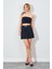 Kadın Siyah Kemerli Pileli Şort Etek 2
