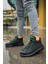 Bağcıklı Erkek Sneaker Bot Siyah Yeşil 2