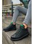 Bağcıklı Erkek Sneaker Bot Siyah Yeşil 3