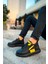 Bağcıklı Erkek Sneaker Bot Siyah Sarı 1