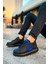 Bağcıklı Erkek Sneaker Bot Siyah Saks Mavi 1