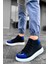 Bağcıklı Erkek Sneaker Bot Siyah Saks Mavi 3
