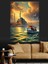 Camii ve Gün Batımı Manzarası Dekoratif Kanvas - Mdf Ahşap Tablo 1