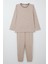 Kız Çocuk Pijama Takımı Bambu Çiçeği Desenli 9-12 Yaş, Bej 1