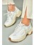 U312414209 Beyaz Kalın Tabanlı Spor Ayakkabı Sneakers 1