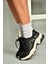 U312414209 Siyah Kalın Tabanlı Spor Ayakkabı Sneakers 3