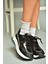 U973213809 Siyah Kalın Tabanlı Spor Ayakkabı Sneakers 1