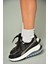 U973213809 Siyah Kalın Tabanlı Spor Ayakkabı Sneakers 2