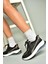 U973213809 Siyah Kalın Tabanlı Spor Ayakkabı Sneakers 3